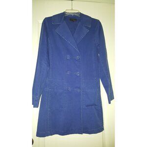 Blue Button Cotton Canvas Coat, Woman Size 4 Poleci